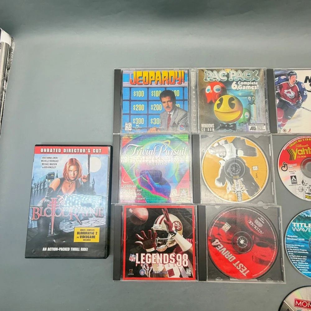 Vintage PC CD-ROM Game Lot Pac-Pack NHL 98 Test Drive Jeopardy Untested